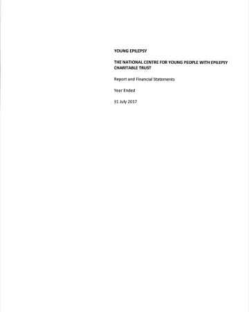 A page from the Young Epilepsy Annual Report 16-17 cover regards financial statements.
